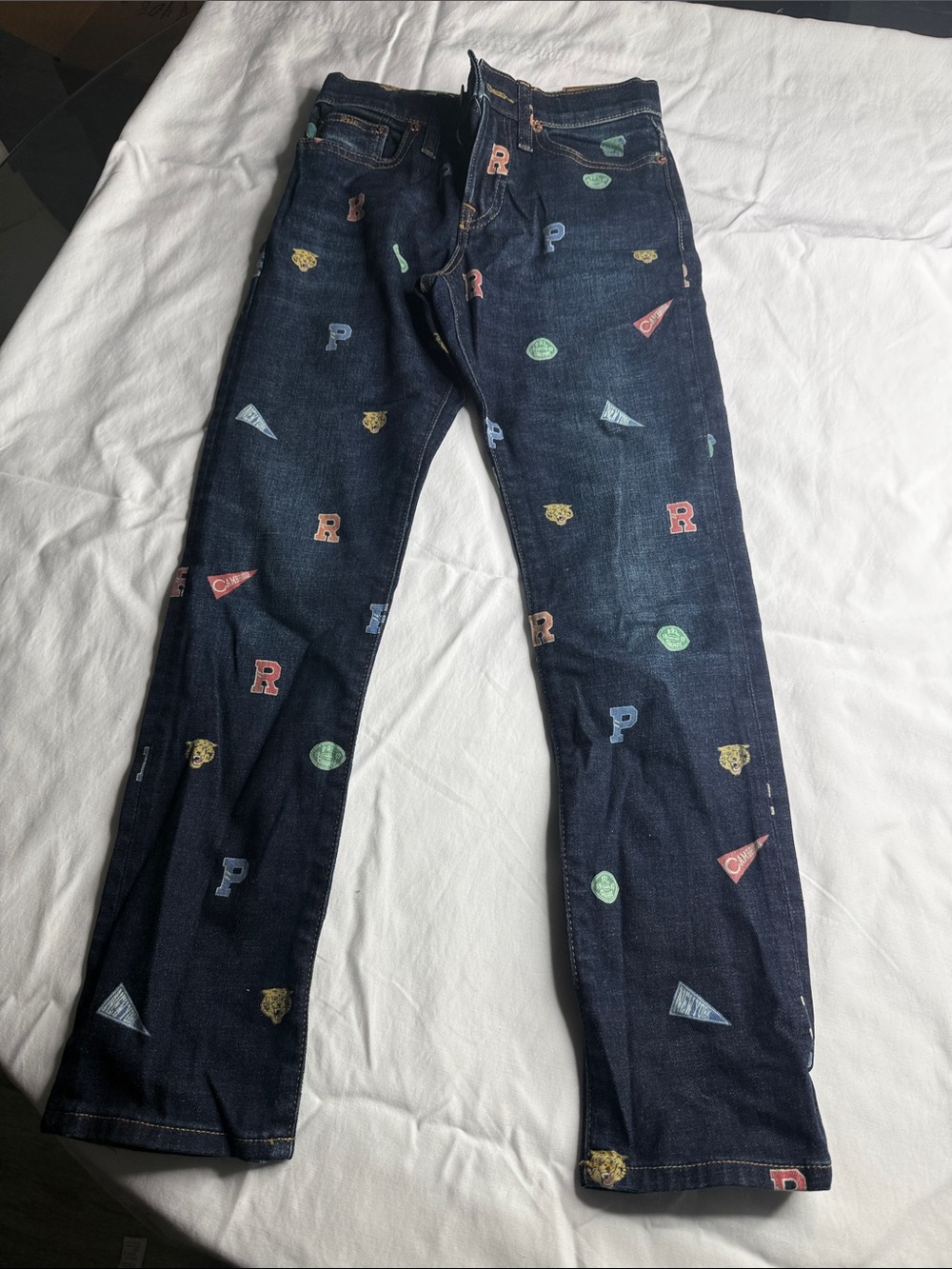 Polo by Ralph Lauren Navy Kids Jeans with Multicolor Collegiate Lettering